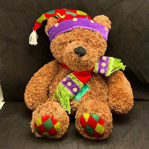 Vintage Gund Scandinavian Holiday‎ Bear 88453 Brown Teddy Bear Plush Hat - Picture 1 of 9